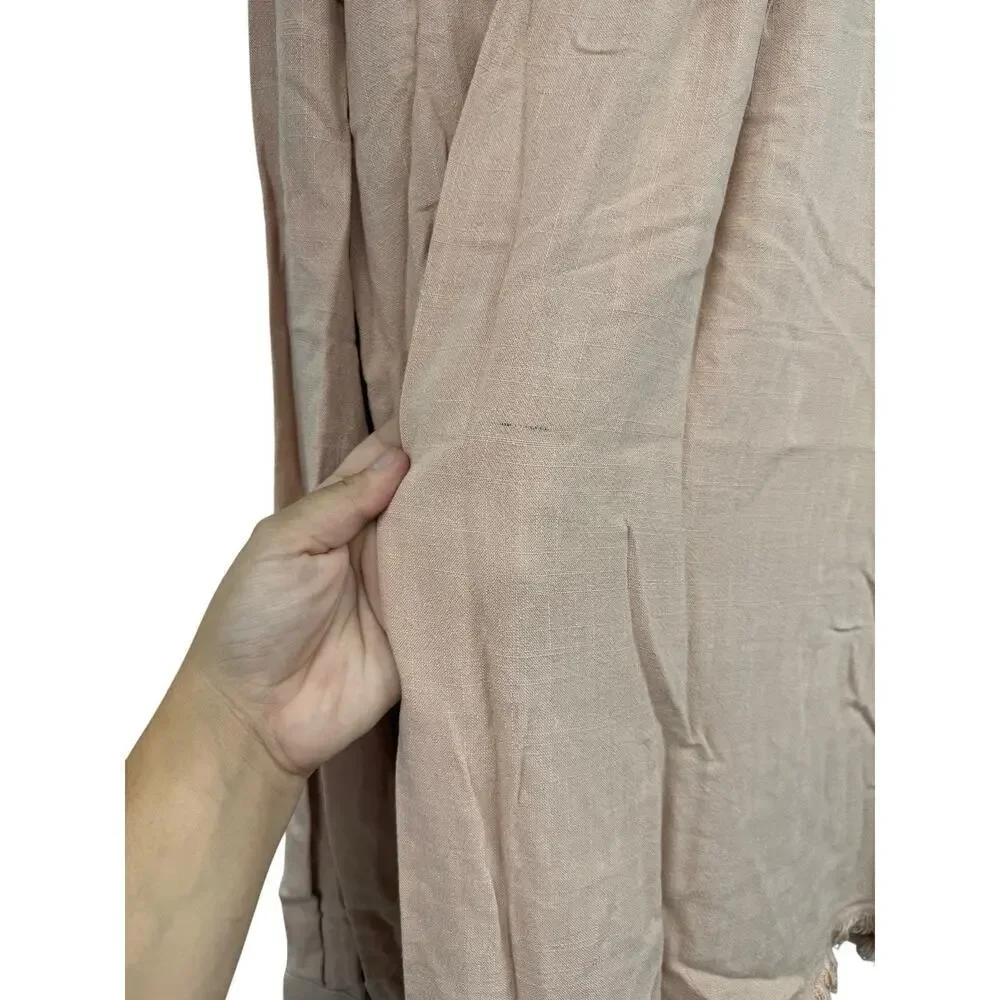 Mazik Boutique Button Up Pink Shirt Raw Hem Linen Blend Womens Large New - Picture 5 of 7